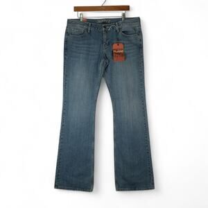 Jimmy'z Jeans Womens 14L (37x35) Blue Low Rise Flare Flap Pockets Deadstock Y2K